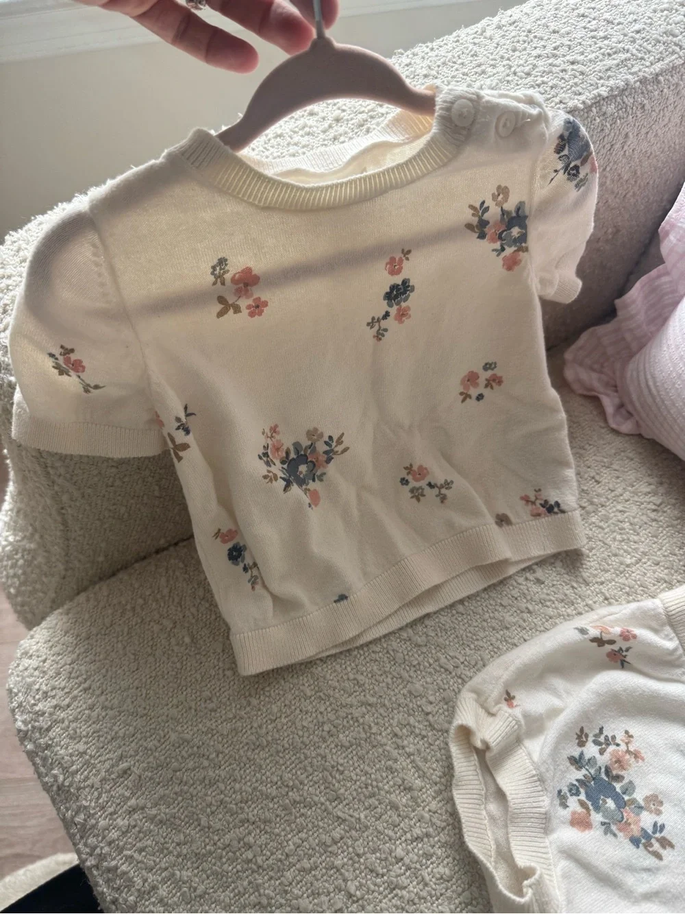 Carter's Cream Floral Knit Top & Bloomers Set